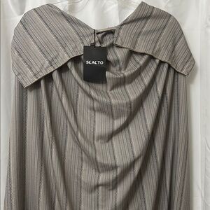 Gray Long Sleeve Cowl Neck Dress for Work